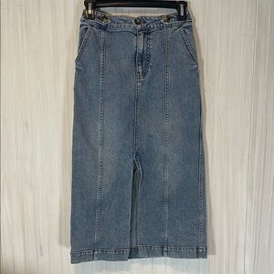 FAHERTY MIDI SLIT DENIM SKIRT